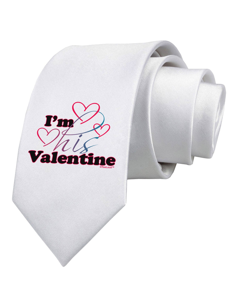 I'm HIS Valentine Printed White Necktie