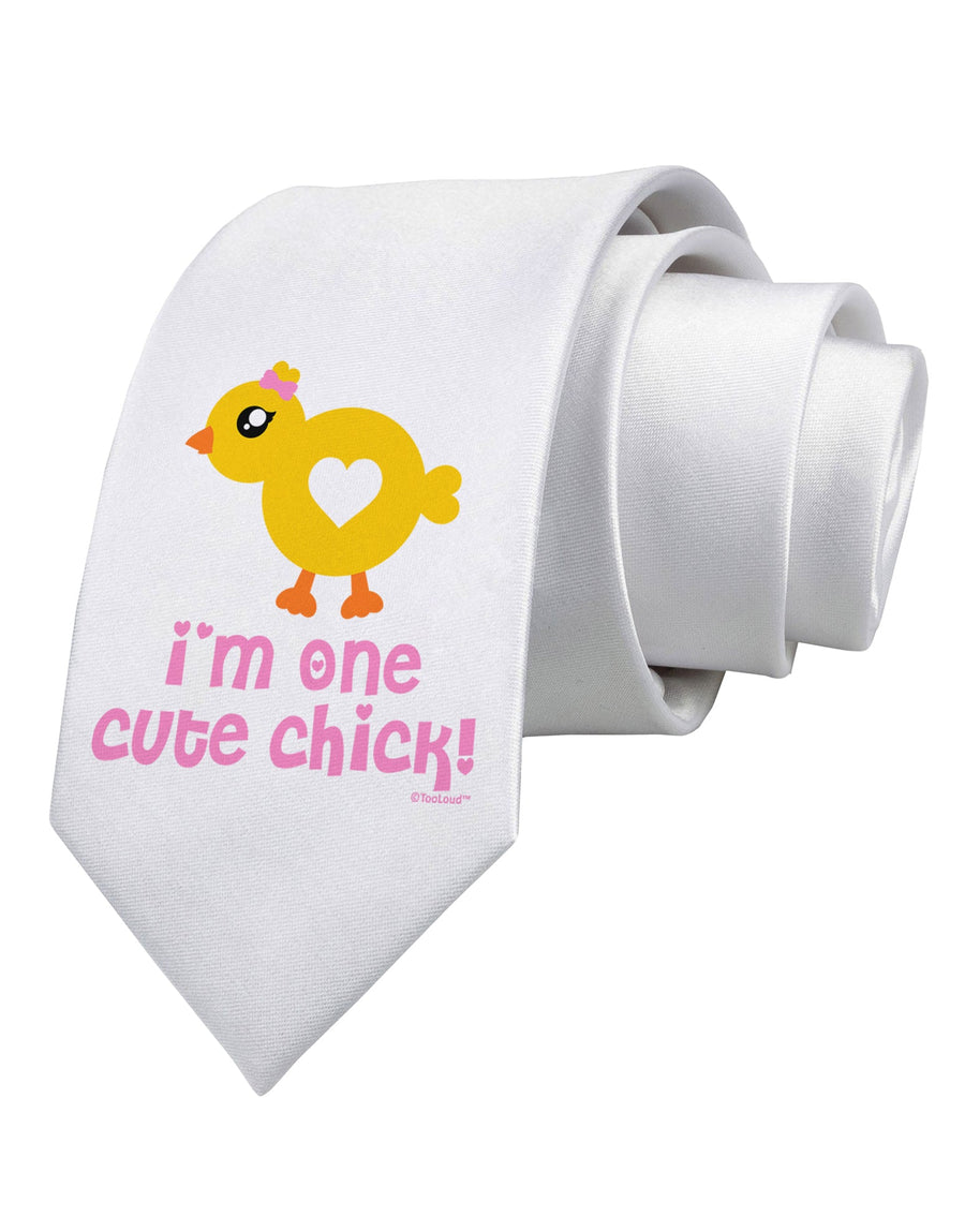 I'm One Cute Chick Printed White Necktie by TooLoud