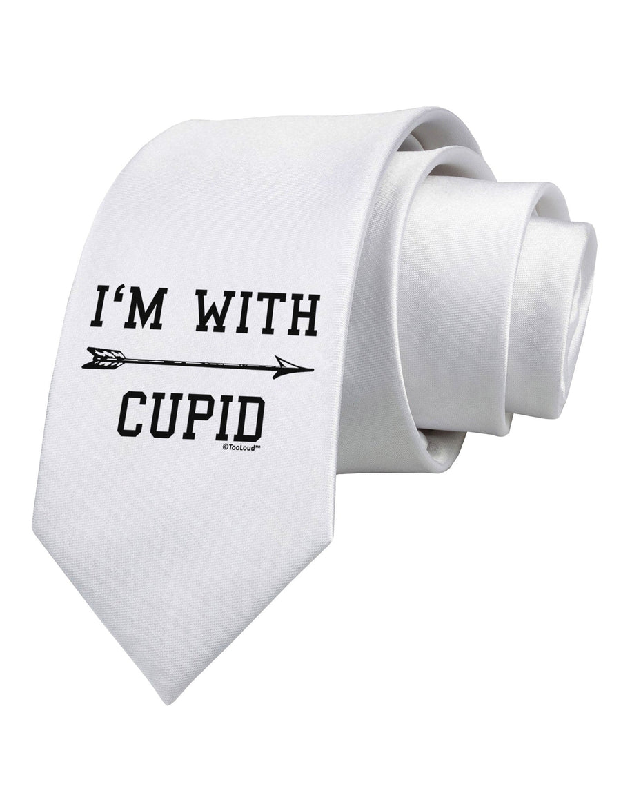 I'm With Cupid - Right Arrow Printed White Necktie by TooLoud