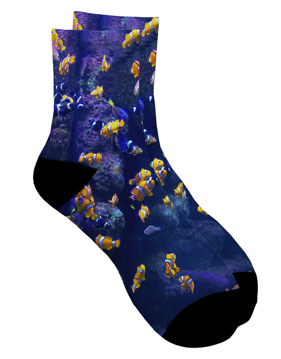 "Immerse Yourself in the Underwater Splendor with Clownfish Adult Short Socks - Available in Various Sizes and Featuring an All-Over Print" - TooLoud