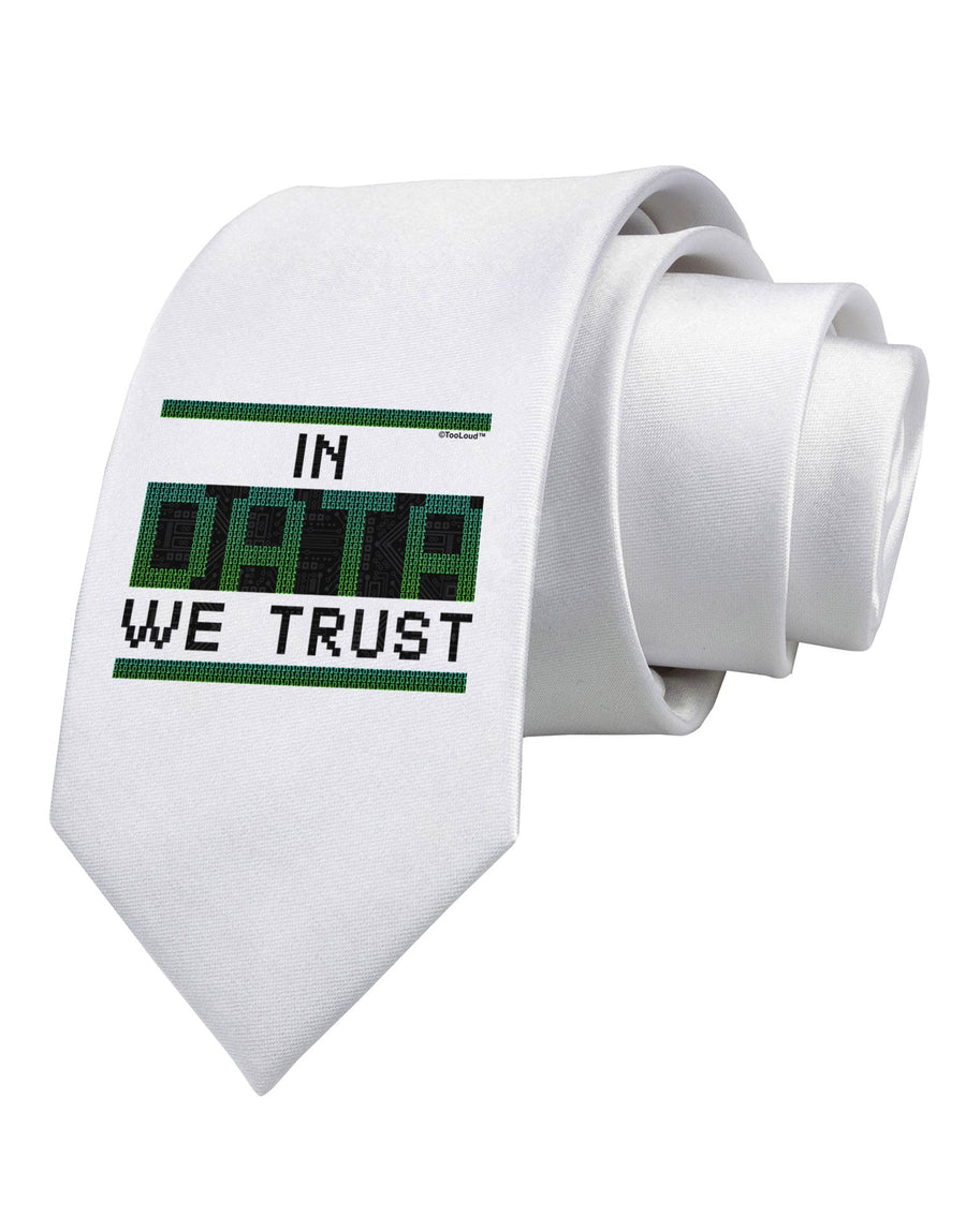 In Data We Trust Printed White Necktie