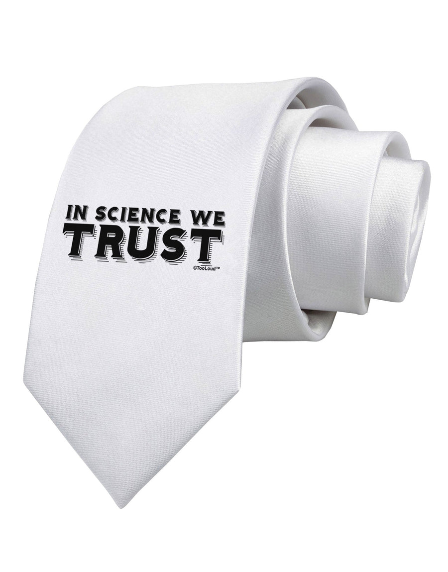 In Science We Trust Text Printed White Necktie