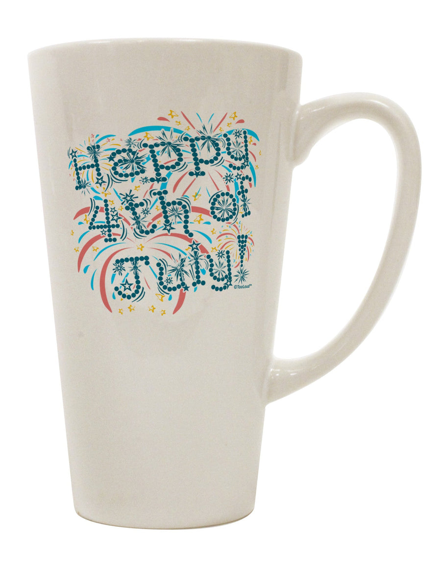 Independence Day Celebration - Fireworks Inspired 16 Ounce Conical Latte Coffee Mug - TooLoud-Conical Latte Mug-TooLoud-White-Davson Sales