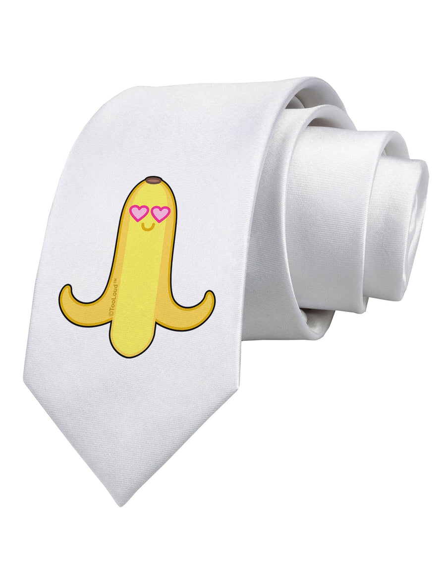 Infatuated Banana - Heart Eyes Printed White Necktie by TooLoud