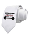 Installing Muscles Printed White Necktie