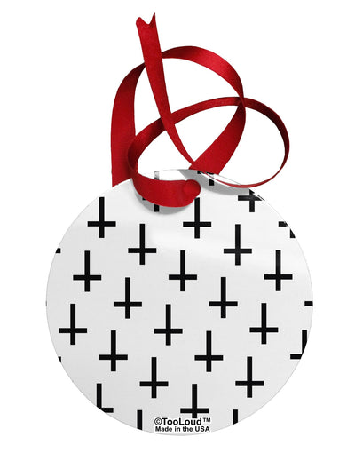 Inverted Crosses Circular Metal Ornament All Over Print-Ornament-TooLoud-White-Davson Sales