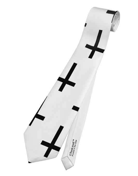 Inverted Crosses Printed White Necktie All Over Print