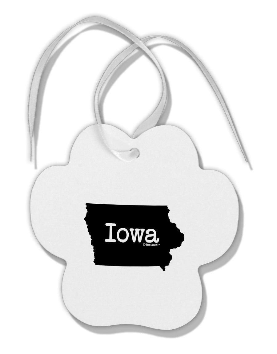 Iowa - United States Shape Paw Print Shaped Ornament-Ornament-TooLoud-White-Davson Sales