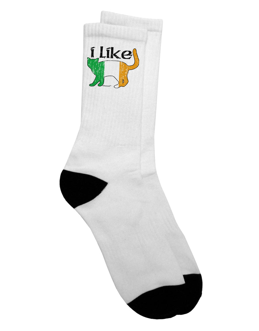 Irish Cat Silhouette Adult Crew Socks - A Must-Have for Cat Lovers - TooLoud-Socks-TooLoud-White-Ladies-4-6-Davson Sales