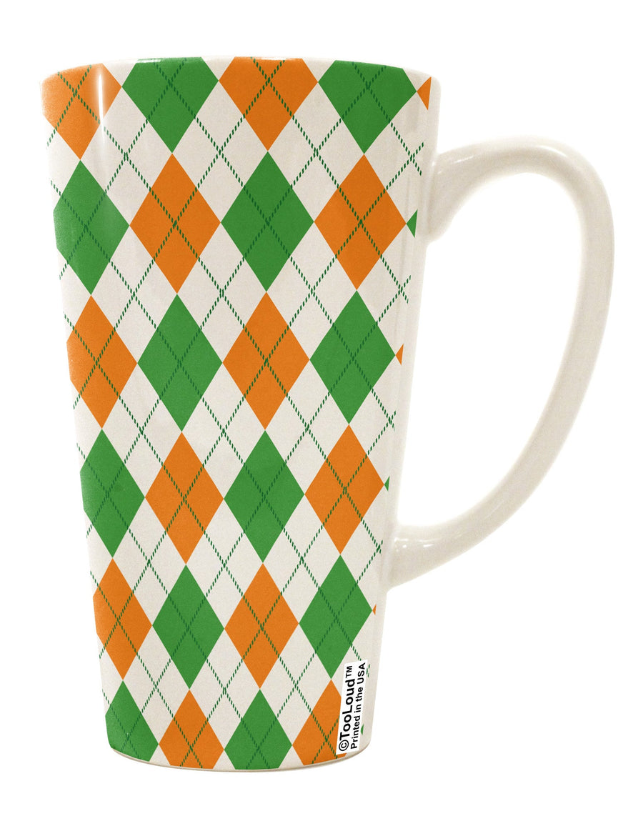 Irish Colors Argyle Pattern 16 Ounce Conical Latte Coffee Mug - Expertly Crafted Drinkware-Conical Latte Mug-TooLoud-White-Davson Sales