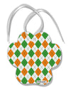 Irish Colors Argyle Pattern Paw Print Shaped Ornament All Over Print-Ornament-TooLoud-White-Davson Sales