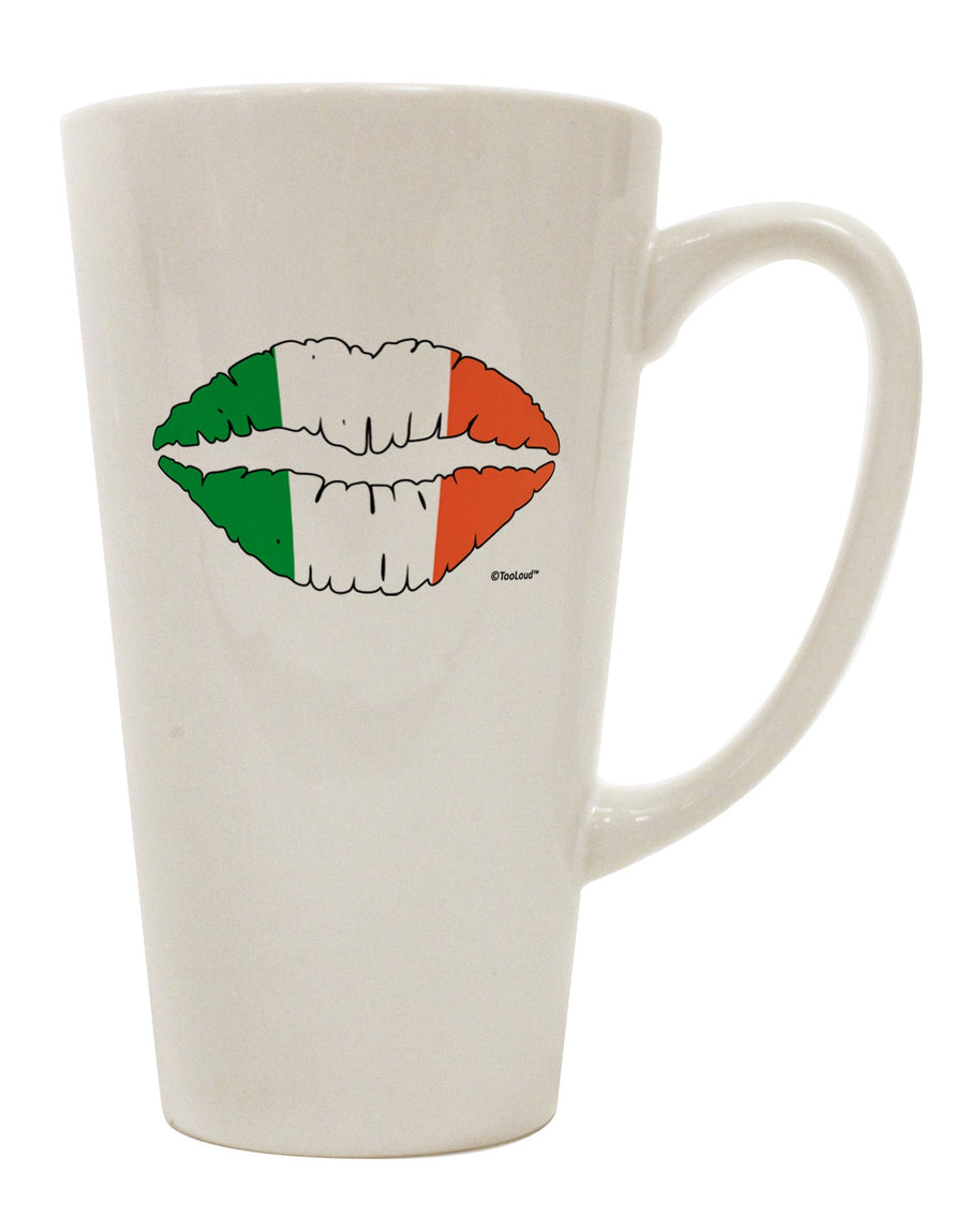 Irish Flag Kiss 16 Ounce Conical Latte Coffee Mug - Expertly Crafted for Drinkware Enthusiasts-Conical Latte Mug-TooLoud-White-Davson Sales