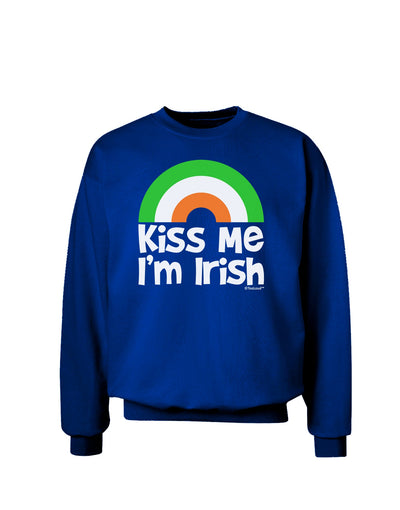 Irish Flag Rainbow - Kiss Me I'm Irish Adult Dark Sweatshirt by TooLoud-Sweatshirts-TooLoud-Deep-Royal-Blue-Small-Davson Sales