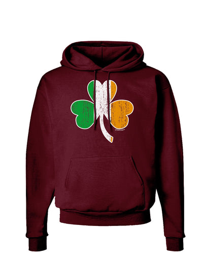 Irish Flag - Shamrock Distressed Dark Hoodie Sweatshirt by TooLoud-Hoodie-TooLoud-Maroon-Small-Davson Sales