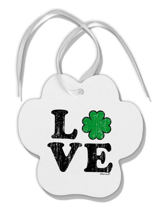 Irish Love - Distressed Paw Print Shaped Ornament by TooLoud-Ornament-TooLoud-White-Davson Sales