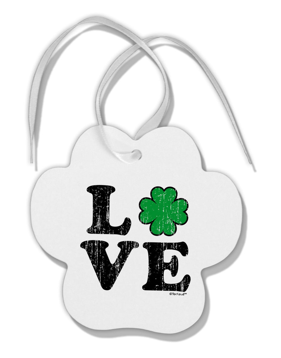 Irish Love - Distressed Paw Print Shaped Ornament by TooLoud-Ornament-TooLoud-White-Davson Sales