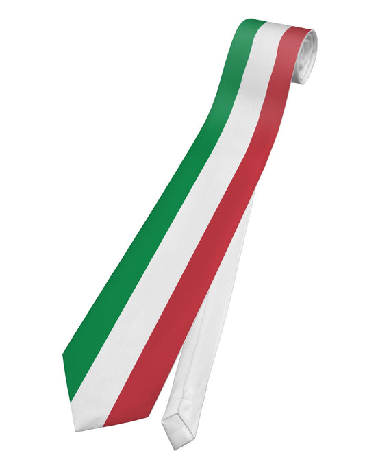 Italian Flag All Over Printed White Necktie All Over Print