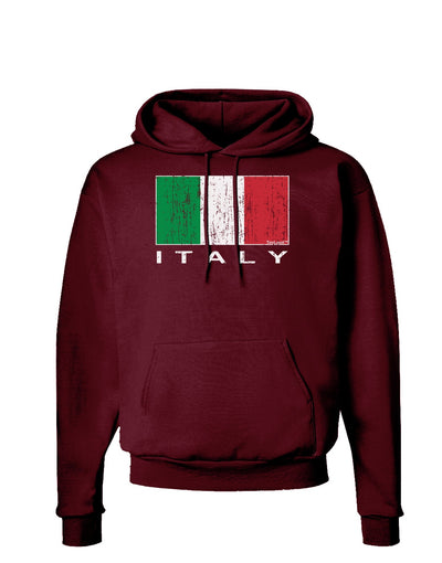 Italian Flag - Italy Text Distressed Dark Hoodie Sweatshirt by TooLoud-Hoodie-TooLoud-Maroon-Small-Davson Sales