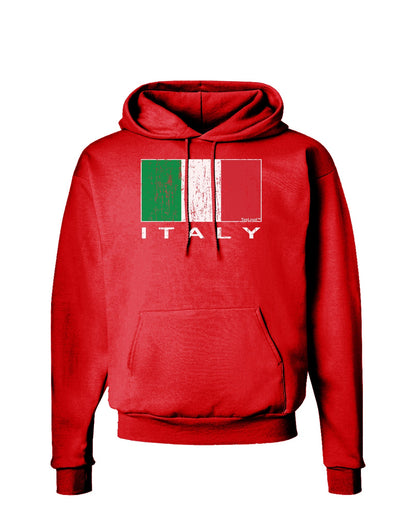 Italian Flag - Italy Text Distressed Dark Hoodie Sweatshirt by TooLoud-Hoodie-TooLoud-Red-Small-Davson Sales