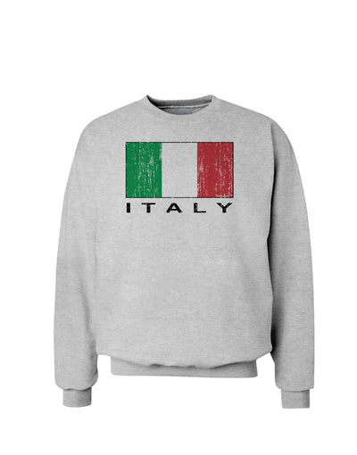 Italian Flag - Italy Text Distressed Sweatshirt by TooLoud-Sweatshirts-TooLoud-AshGray-Small-Davson Sales