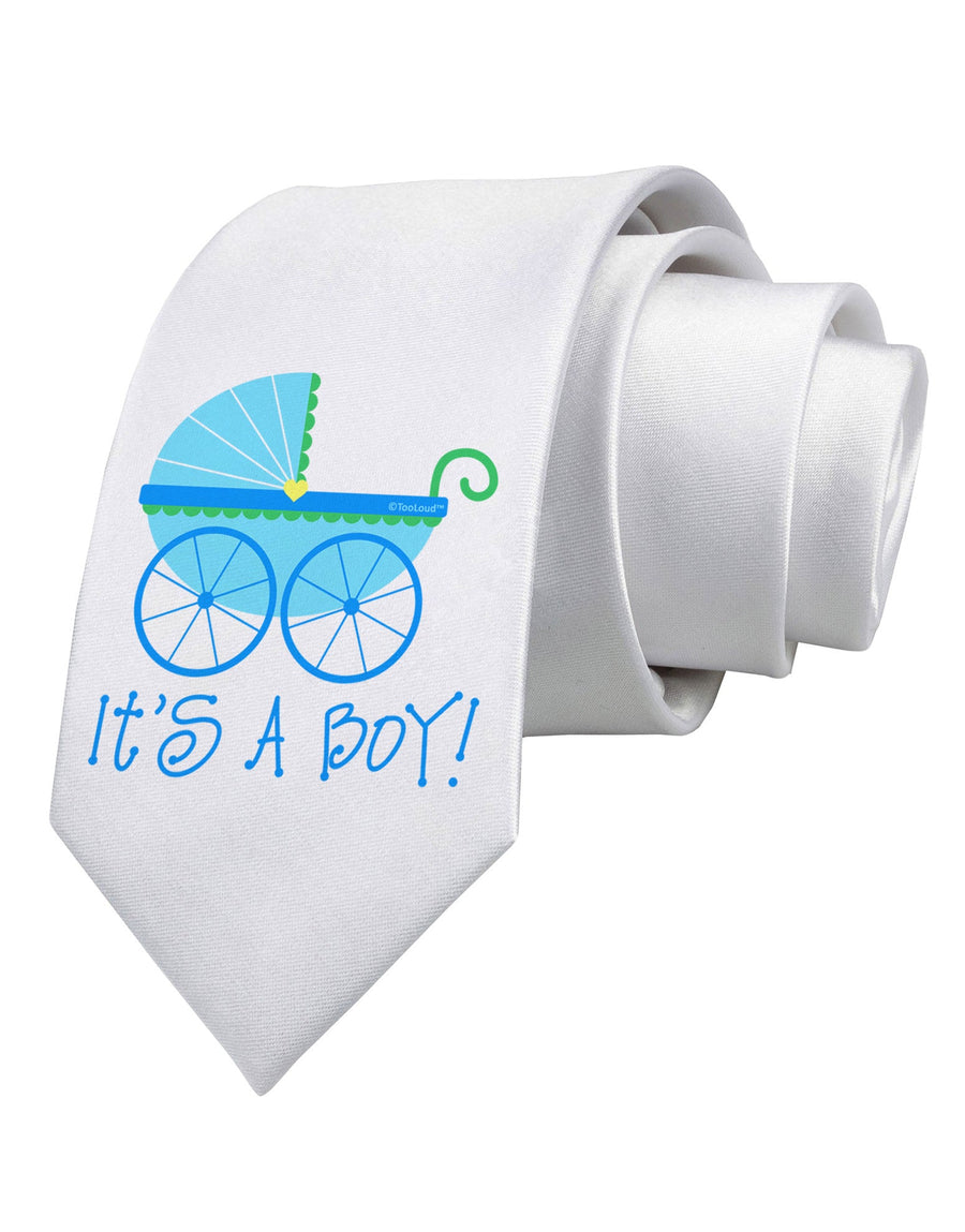 It's a Boy - Baby Boy Carriage Printed White Necktie