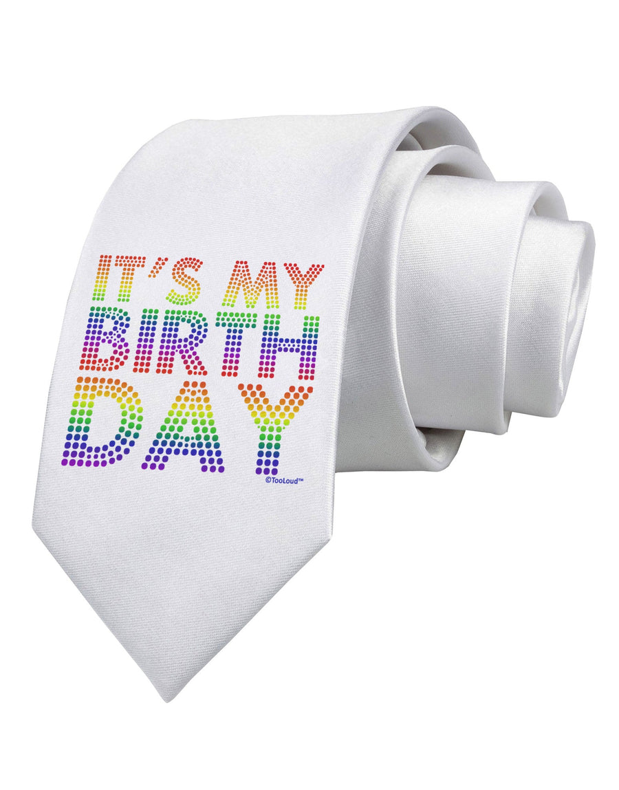 It's My Birthday - Candy Colored Dots Printed White Necktie by TooLoud