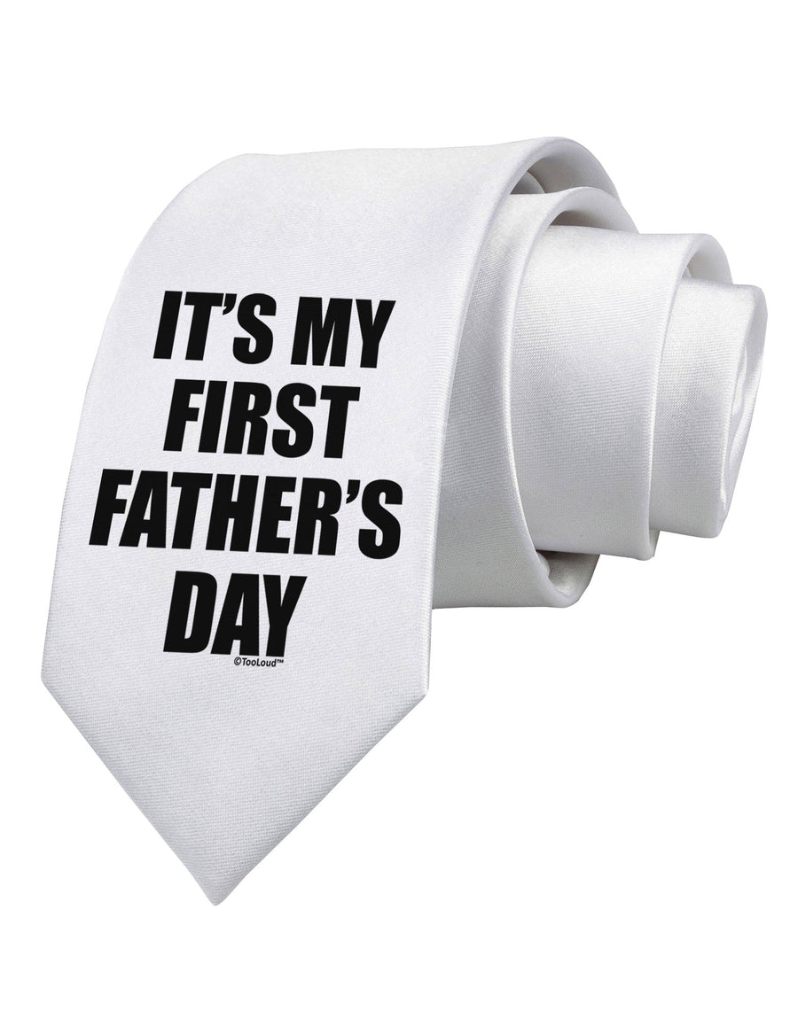 It's My First Father's Day Printed White Necktie