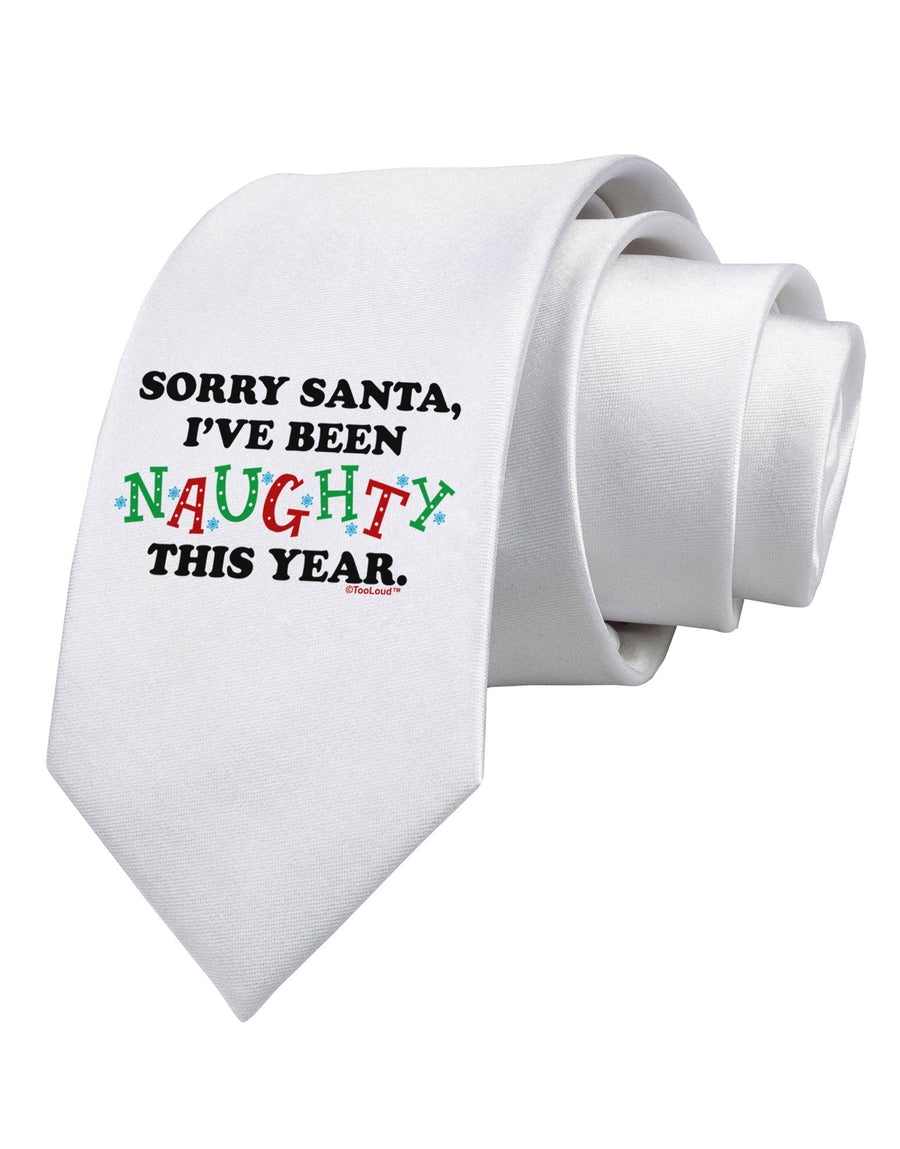 I've Been Naughty This Year Printed White Necktie