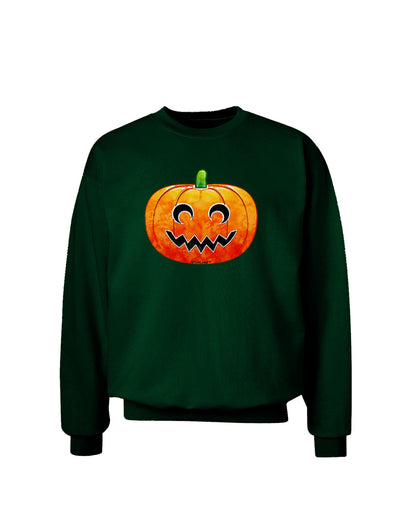 Jack-O-Lantern Watercolor Adult Dark Sweatshirt-Sweatshirts-TooLoud-Deep-Forest-Green-Small-Davson Sales