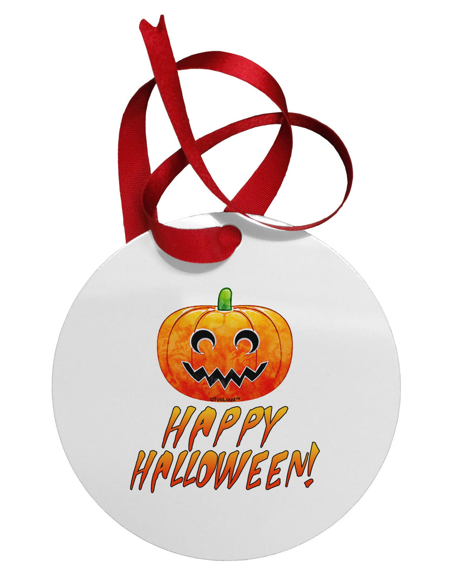 Jack-O-Lantern Watercolor Halloween Circular Metal Ornament-Ornament-TooLoud-White-Davson Sales