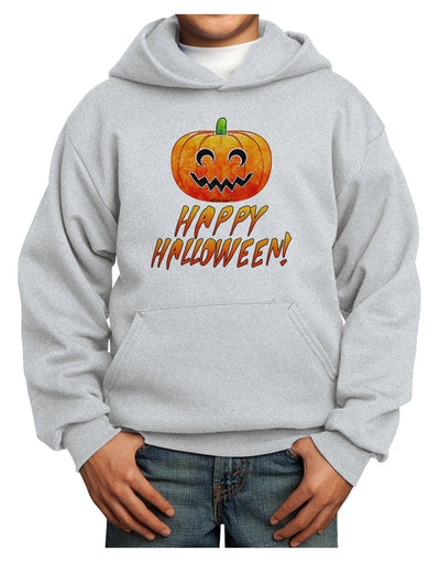 Jack-O-Lantern Watercolor Halloween Youth Hoodie Pullover Sweatshirt-Youth Hoodie-TooLoud-Ash-XS-Davson Sales