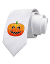 Jack-O-Lantern Watercolor Printed White Necktie