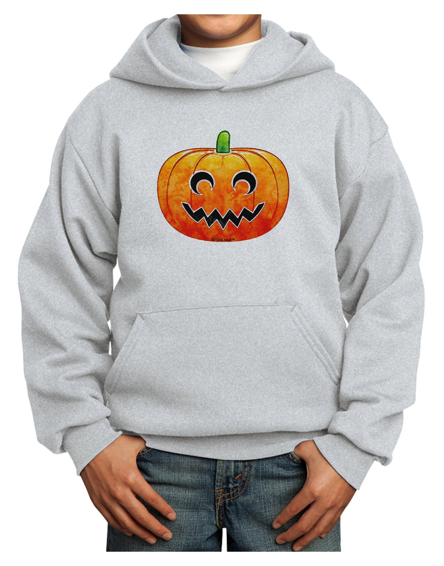 Jack-O-Lantern Watercolor Youth Hoodie Pullover Sweatshirt-Youth Hoodie-TooLoud-White-XS-Davson Sales