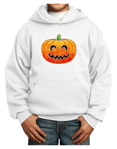 Jack-O-Lantern Watercolor Youth Hoodie Pullover Sweatshirt-Youth Hoodie-TooLoud-White-XS-Davson Sales