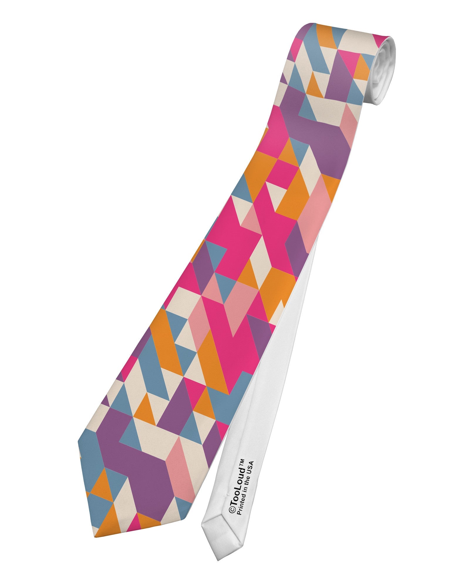 Jagged Edge Mosaic AOP Printed White Necktie All Over Print