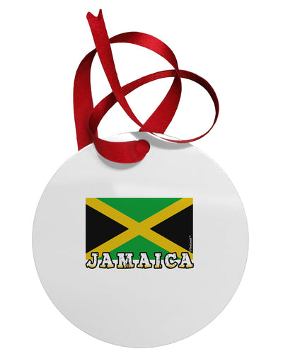 Jamaica Flag Circular Metal Ornament-Ornament-TooLoud-White-Davson Sales