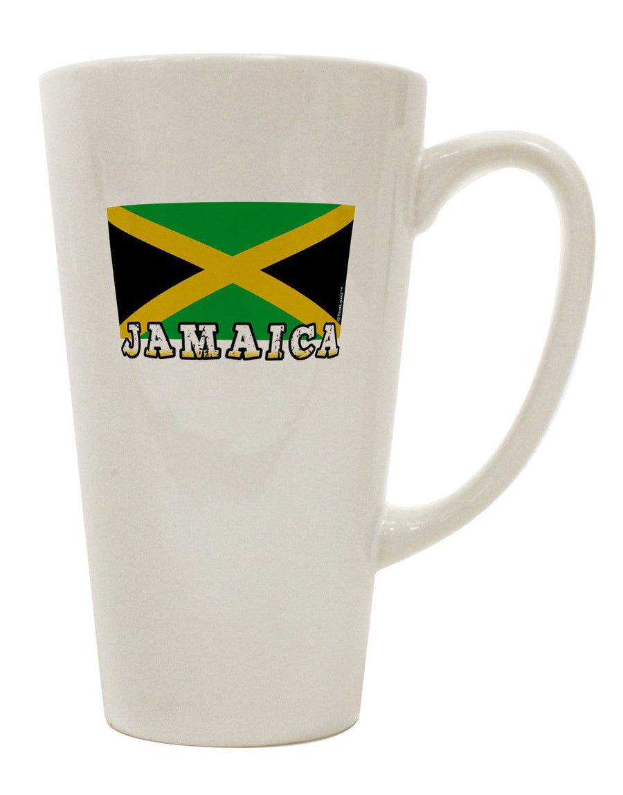 Jamaica Flag Conical Latte Coffee Mug - Expertly Crafted Drinkware-Conical Latte Mug-TooLoud-White-Davson Sales