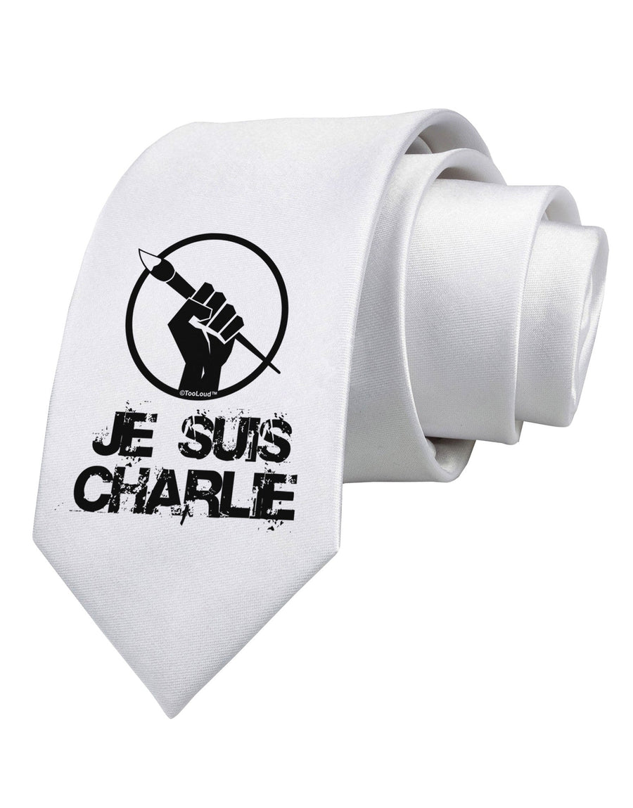 Je Suis Charlie Printed White Necktie