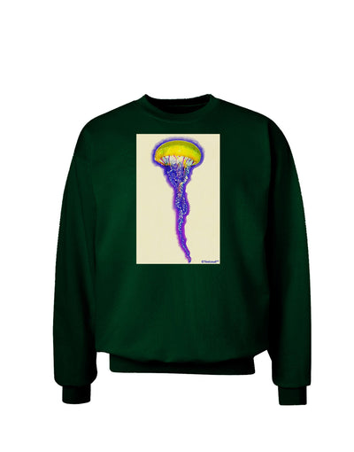 Jellyfish Outlined in Purple Watercolor Adult Dark Sweatshirt-Sweatshirts-TooLoud-Deep-Forest-Green-Small-Davson Sales