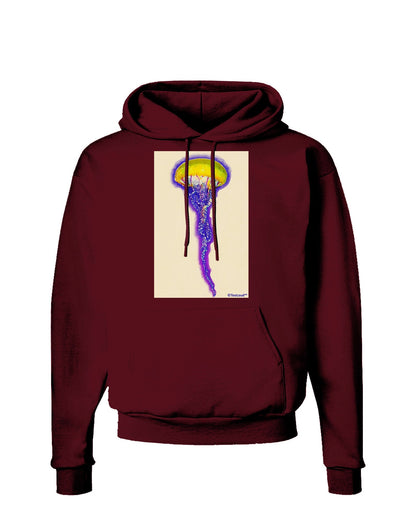 Jellyfish Outlined in Purple Watercolor Dark Hoodie Sweatshirt-Hoodie-TooLoud-Maroon-Small-Davson Sales