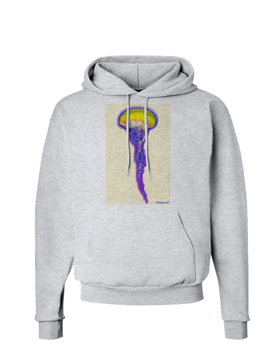 Jellyfish Outlined in Purple Watercolor Hoodie Sweatshirt-Hoodie-TooLoud-AshGray-Small-Davson Sales