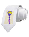 Jellyfish Outlined in Purple Watercolor Printed White Necktie