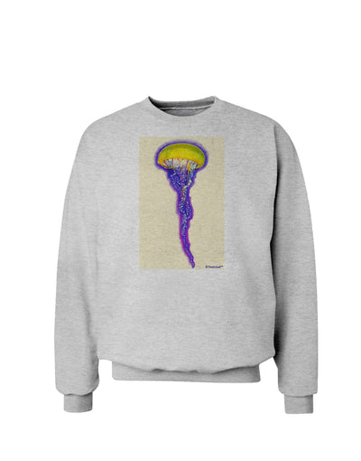 Jellyfish Outlined in Purple Watercolor Sweatshirt-Sweatshirts-TooLoud-AshGray-Small-Davson Sales