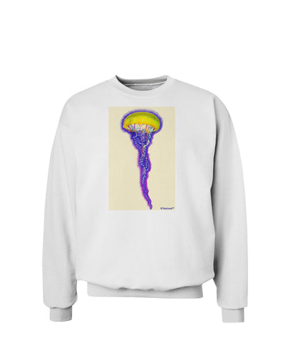 Jellyfish Outlined in Purple Watercolor Sweatshirt-Sweatshirts-TooLoud-White-Small-Davson Sales