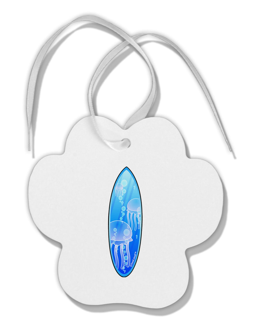 Jellyfish Surfboard Paw Print Shaped Ornament by TooLoud-Ornament-TooLoud-White-Davson Sales