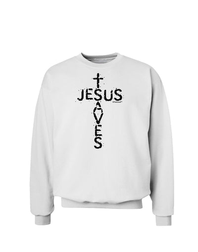 Jesus Saves - Cross Shape Design Sweatshirt by TooLoud-Sweatshirts-TooLoud-White-Small-Davson Sales