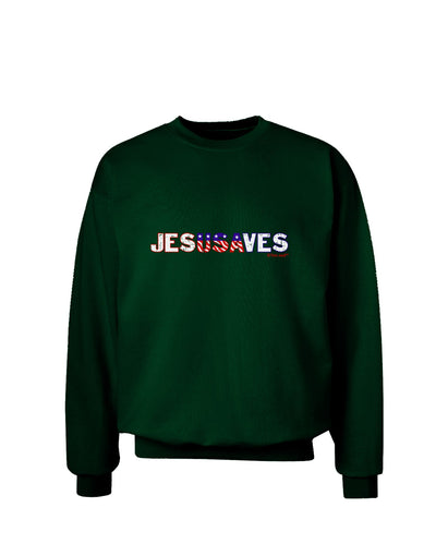 JesUSAves - Jesus Saves USA Design Adult Dark Sweatshirt by TooLoud-Sweatshirts-TooLoud-Deep-Forest-Green-Small-Davson Sales