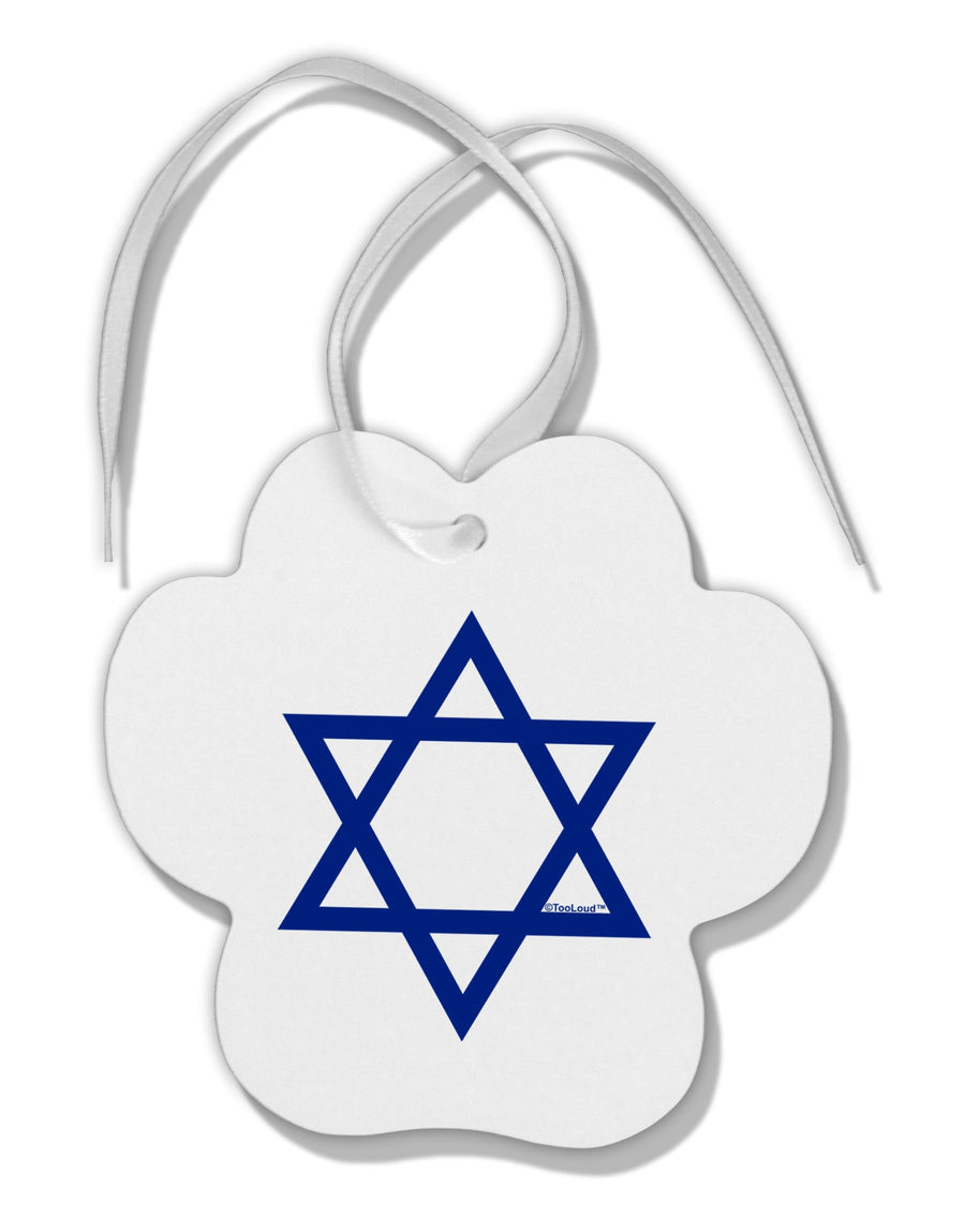 Jewish Star of David Paw Print Shaped Ornament by TooLoud-Ornament-TooLoud-White-Davson Sales