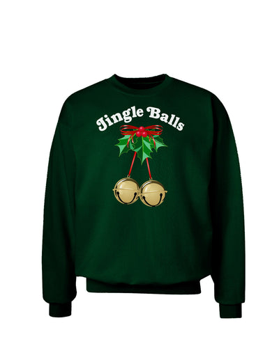 Jingle Balls with Text Adult Dark Sweatshirt-Sweatshirts-TooLoud-Deep-Forest-Green-Small-Davson Sales