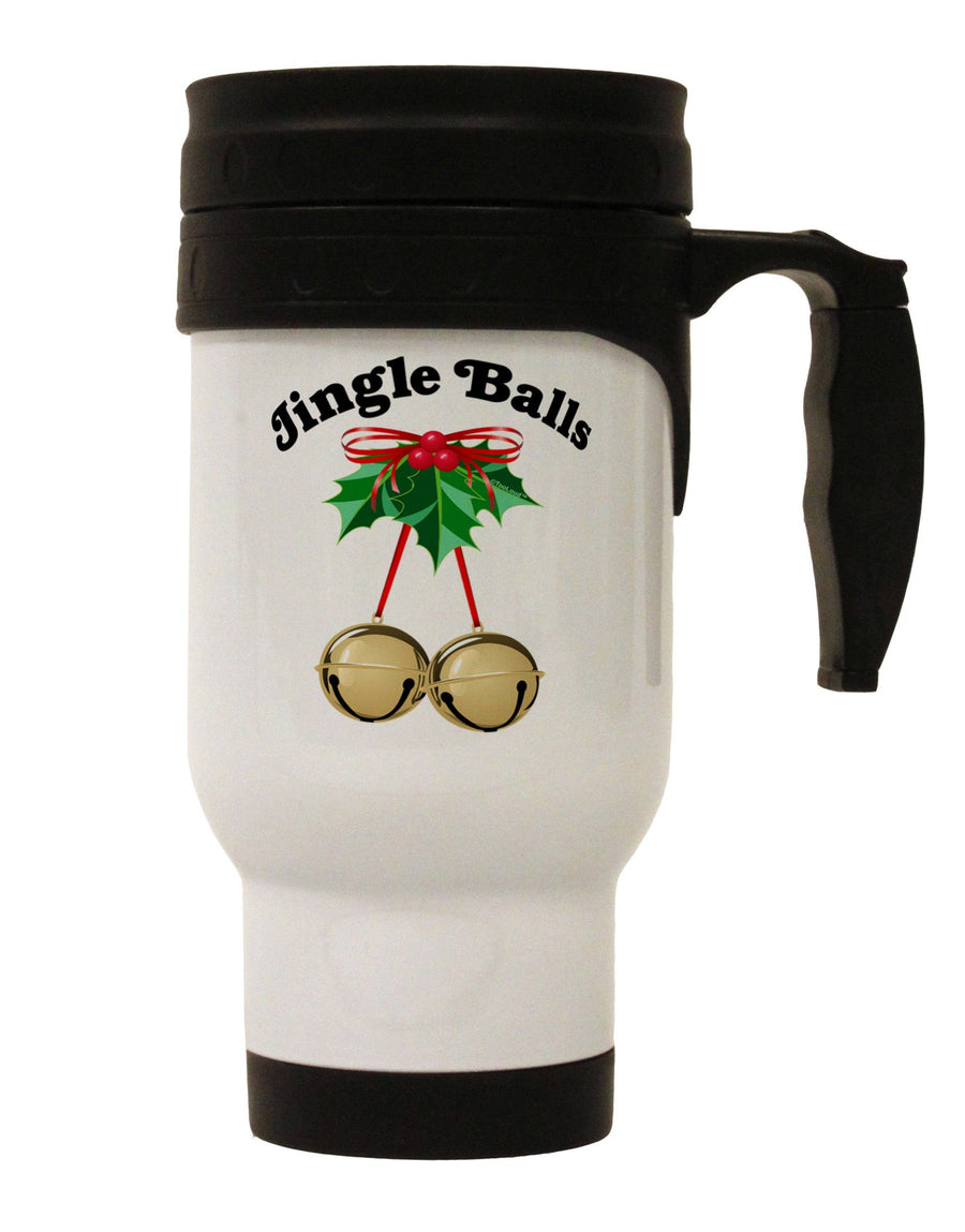 Jingle Balls with Text Stainless Steel 14oz Travel Mug-Travel Mugs-TooLoud-White-Davson Sales